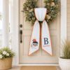 Picture of Personalized Beach House Sash, Coastal House Embroidered Monogram Sash, Custom Initial Summer Holiday Accessory, Beach House Lover Gift