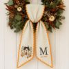 Picture of Personalized New Home Wreath Sash, Embroidered House Monogram Sash, Custom Initial Est Year, Housewarming Gift, Fall House Wreath Sash