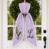 Picture of Personalized Lily of the Valley Sash, Custom Floral Monogram Embroidered Sash, Lavender Striped Spring Gift, Personalized Initial Sash
