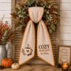 Picture of Personalized Fall Sash, Cozy Mornings Embroidered Sash, Custom Family Name Autumn Sash, Coffee Lover Gift, Thanksgiving Fall Accessory