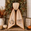 Picture of Personalized Fall Sash, Cozy Mornings Embroidered Sash, Custom Family Name Autumn Sash, Coffee Lover Gift, Thanksgiving Fall Accessory