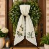Picture of Personalized Magnolia Sash, Embroidered Floral Monogram Sash, Custom Initial Florist Southern Style Sash, Garden Lover Gift for Her Sash