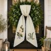Picture of Personalized Magnolia Sash, Embroidered Floral Monogram Sash, Custom Initial Florist Southern Style Sash, Garden Lover Gift for Her Sash