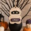 Picture of Personalized Halloween Ornament, Custom Name Wooden Ghost Mummy Skeleton Monster Ornament, Kids Halloween Gift, Spooky Family Decor