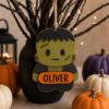 Picture of Personalized Halloween Ornament, Custom Name Wooden Ghost Mummy Skeleton Monster Ornament, Kids Halloween Gift, Spooky Family Decor