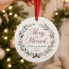 Picture of Personalized Merry & Married Ceramic Ornament 2026, Custom Couple Names, First Christmas Married Keepsake, Newlywed Wedding Christmas Gift