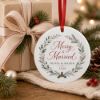 Picture of Personalized Merry & Married Ceramic Ornament 2026, Custom Couple Names, First Christmas Married Keepsake, Newlywed Wedding Christmas Gift