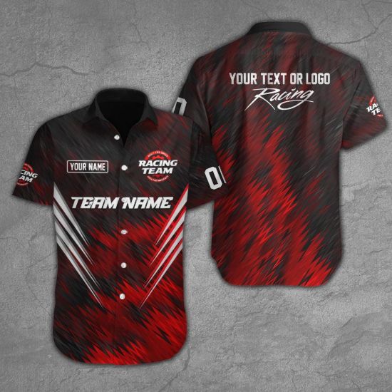 Picture of Custom Racing Team Name Work Shirt, Personalized Pit Crew Uniform, Company Logo Button Down Shirt, Motorsport Mechanic Gift, Father's Day