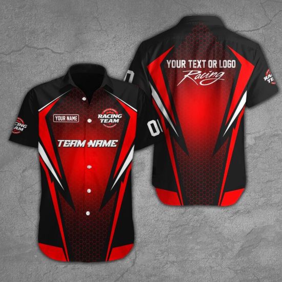 Picture of Custom Racing Team Shirt, Personalized Pit Crew Uniform, Logo Work Shirt, Motorsport Button Up, Mechanic Gift, Racing Apparel for Dad