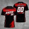 Picture of Custom Racing T-Shirt, Personalized Name Number Racer Jersey, Motorsport Shirt, Checkered Flag Car Racing Gift, Track Day Apparel for Boys