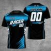Picture of Custom Racing T-Shirt, Personalized Name Number Racer Jersey, Motorsport Shirt, Checkered Flag Car Racing Gift, Track Day Apparel for Boys