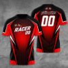 Picture of Custom Racing T-Shirt, Personalized Name Number Racer Jersey, Kids Motorsport Shirt, Checkered Flag Race Car Gift, Birthday Outfit for Boys