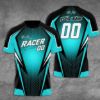 Picture of Custom Racing T-Shirt, Personalized Name Number Racer Jersey, Kids Motorsport Shirt, Checkered Flag Race Car Gift, Birthday Outfit for Boys
