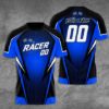 Picture of Custom Racing T-Shirt, Personalized Name Number Racer Jersey, Kids Motorsport Shirt, Checkered Flag Race Car Gift, Birthday Outfit for Boys