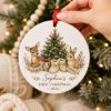 Picture of Personalized Baby's First Christmas Ceramic Ornament, Custom Name 2026 Woodland Deer Bunny, Newborn Keepsake, Baby Girl Christmas Gift Decor