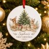 Picture of Personalized Baby's First Christmas Ceramic Ornament, Custom Name 2026 Woodland Deer Bunny, Newborn Keepsake, Baby Girl Christmas Gift Decor