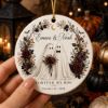 Picture of Personalized Ghost Bride Groom Ornament, Gothic Halloween Wedding Keepsake, Custom Names Date