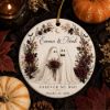 Picture of Personalized Ghost Bride Groom Ornament, Gothic Halloween Wedding Keepsake, Custom Names Date