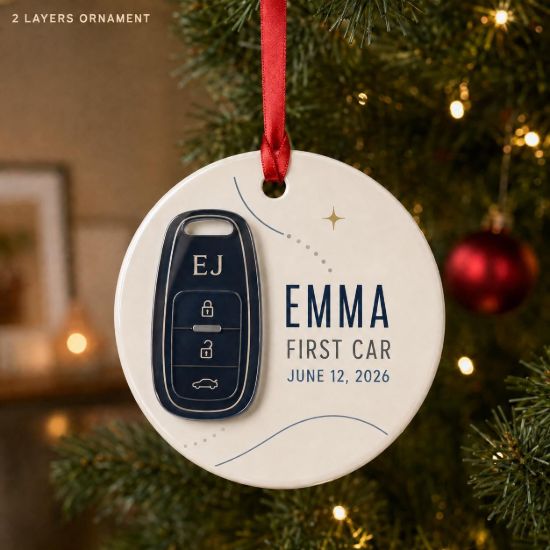 Picture of Personalized First Car Ornament 2026, Custom Name Car Key Christmas Ornament, New Driver Gift, First Vehicle Keepsake, Teen Driver Gift