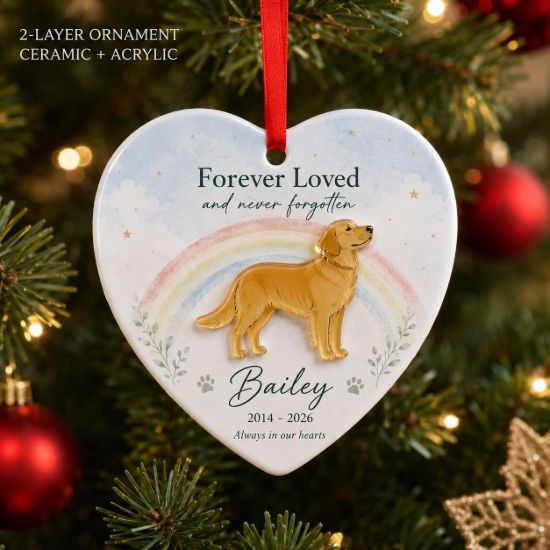 Picture of Personalized Pet Memorial Ornament, Custom Dog Memorial Christmas Ornament, Rainbow Bridge Pet Loss Gift, Dog Remembrance Keepsake 2026