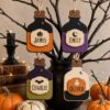 Picture of Personalized Halloween Potion Bottle Ornament, Custom Name Wooden Decor, Kids Halloween Gift, Spooky Tree Decor, Pumpkin Ghost Bat Keepsake