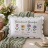 Picture of Personalized Grandma Grandpa Flowers Pillow, Grandkids Name Embroidered Pillow, Custom Grandparents Gift, Gift for Grandma Grandpa Pillow