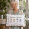 Picture of Personalized Grandma Grandpa Flowers Pillow, Grandkids Name Embroidered Pillow, Custom Grandparents Gift, Gift for Grandma Grandpa Pillow