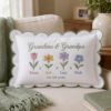 Picture of Personalized Grandma Grandpa Flowers Pillow, Grandkids Name Embroidered Pillow, Custom Grandparents Gift, Gift for Grandma Grandpa Pillow