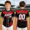 Picture of Personalized Kids Racing Baseball Jersey, Custom Name Number Racer Shirt, Checkered Flag Youth Sports Jersey, Black Teal Yellow Team Jersey