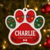 Picture of Personalized Dog Paw Christmas Ornament, Custom Pet Name Ornament, Dog Lover Gift, Puppy Keepsake, 2026 Christmas Tree Decor, Pet Xmas Gift