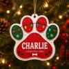 Picture of Personalized Dog Paw Christmas Ornament, Custom Pet Name Ornament, Dog Lover Gift, Puppy Keepsake, 2026 Christmas Tree Decor, Pet Xmas Gift