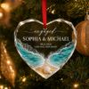 Picture of Personalized Engagement Ornament 2026, Custom Couple Names Beach Ornament, Crystal Glass Heart, Coastal Engagement Gift, Christmas Keepsake