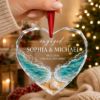 Picture of Personalized Engagement Ornament 2026, Custom Couple Names Beach Ornament, Crystal Glass Heart, Coastal Engagement Gift, Christmas Keepsake