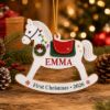 Picture of Personalized Baby First Christmas Ornament, Custom Name Rocking Horse Ornament, Baby 1st Christmas Gift, Newborn Keepsake, 2026 Xmas Decor