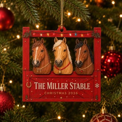 Picture of Personalized Horse Christmas Ornament, Custom Stable Name Ornament, Equestrian Gift, Horse Lover Gift, Stable Keepsake, Christmas 2026 Decor