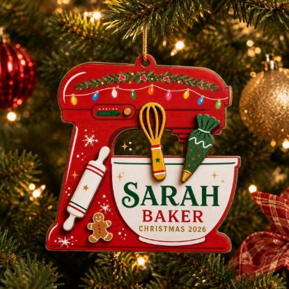 Picture of Personalized Baker Christmas Ornament, Custom Name Baking Gift, Baker Gift, Mixer Ornament, Christmas 2026 Keepsake, Holiday Kitchen Decor