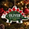 Picture of Personalized Dinosaur First Christmas Ornament, Custom Name Stegosaurus Ornament, Baby 1st Christmas Gift, 2026 Keepsake, Kids Xmas Decor
