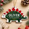 Picture of Personalized Dinosaur First Christmas Ornament, Custom Name Stegosaurus Ornament, Baby 1st Christmas Gift, 2026 Keepsake, Kids Xmas Decor