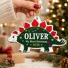 Picture of Personalized Dinosaur First Christmas Ornament, Custom Name Stegosaurus Ornament, Baby 1st Christmas Gift, 2026 Keepsake, Kids Xmas Decor