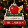 Picture of Personalized Teacher Christmas Ornament, Custom Name Teacher Gift, School Ornament, Christmas 2026 Keepsake, Teacher Appreciation Keepsake