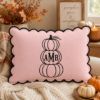 Picture of Personalized Pumpkin Monogram Pillow, Embroidered Halloween Linen Pillow, Custom Initial Fall Throw Pillow, Thanksgiving Home Decor