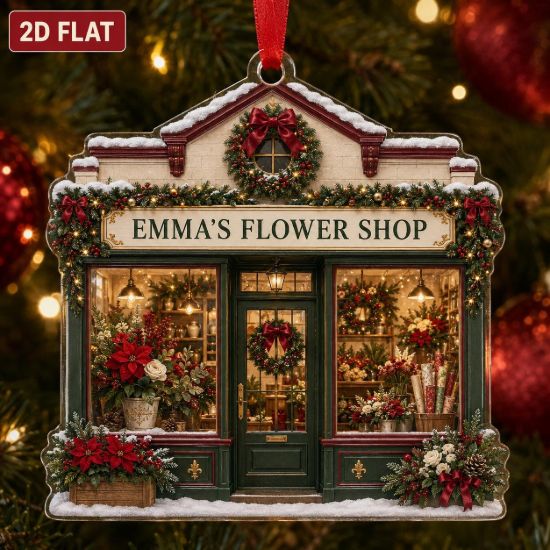 Picture of Personalized Flower Shop Ornament, Custom Florist Name Christmas Gift, 2D Flat Acrylic Ornament, Small Business Keepsake, Xmas Decor 2026