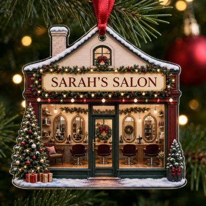 Picture of Personalized Hair Salon Ornament, Custom Salon Name Christmas Gift, 2D Flat Acrylic Ornament, Hairstylist & Salon Owner Keepsake, Xmas 2026