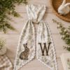 Picture of Personalized Easter Wreath Sash, Bunny Monogram Sash, Neutral Toile Spring Wreath Bow, Custom Hunting Rabbit Sash, Farmhouse Hostess Gift