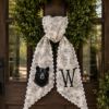 Picture of Personalized Black Bear Wreath Sash, Hunting Monogram Sash, Woodland Cabin Sash, Custom Initial Fall Wreath Sash, Rustic Lodge Hostess Gift