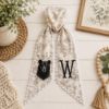 Picture of Personalized Black Bear Wreath Sash, Hunting Monogram Sash, Woodland Cabin Sash, Custom Initial Fall Wreath Sash, Rustic Lodge Hostess Gift