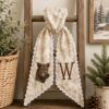 Picture of Personalized Wild Boar Wreath Sash, Neutral Monogram Sash, Custom Initial Hunting Bear  Wreath Bow, Rustic Thanksgiving Lodge Hostess Gift