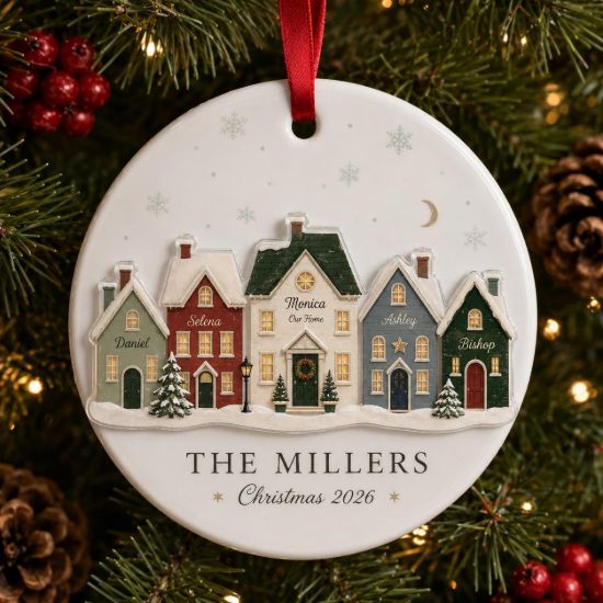 Picture of Personalized Family Christmas Ornament, Custom House Name 2 Layer Ceramic Acrylic Ornament, Family Keepsake, Christmas Gift for Parents 2026