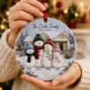 Picture of Personalized Family Christmas Ornament, 2 Layer Ceramic Ornament, Custom Snowman Family Keepsake, Family Name Xmas Gift, Holiday Tree Decor