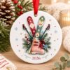 Picture of Personalized Ski Ornament, 2 Layer Ceramic Christmas Ornament, Ski Lover Gift, Winter Sports Keepsake, Custom Snowboard Xmas Decor